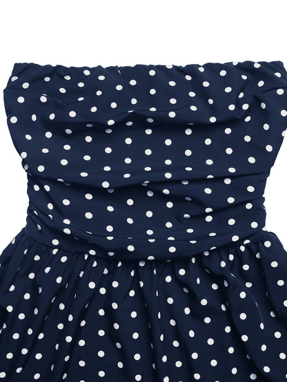 Strapless Polka Dot Maxi Dress Elegant Summer Dress