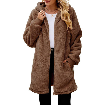 Women's Oversized Sherpa Zip Up Hooded Jacket