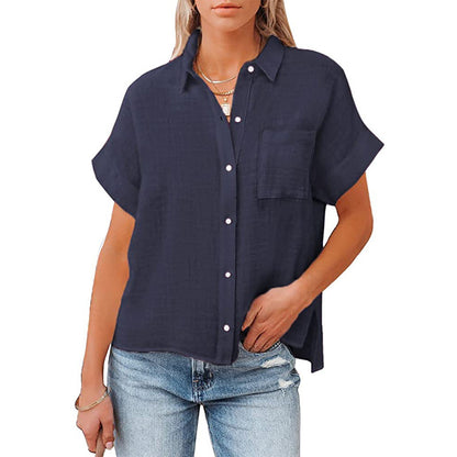 Cotton Linen Short-Sleeve Casual Shirt