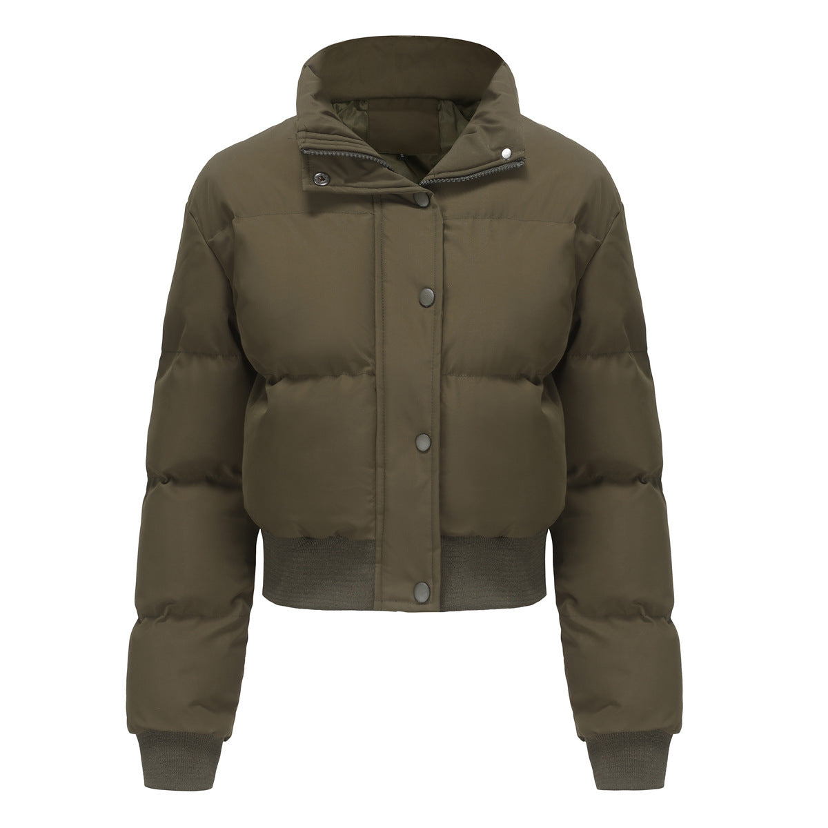 Women's Cropped Puffer Jacket High Neck Winter Coat