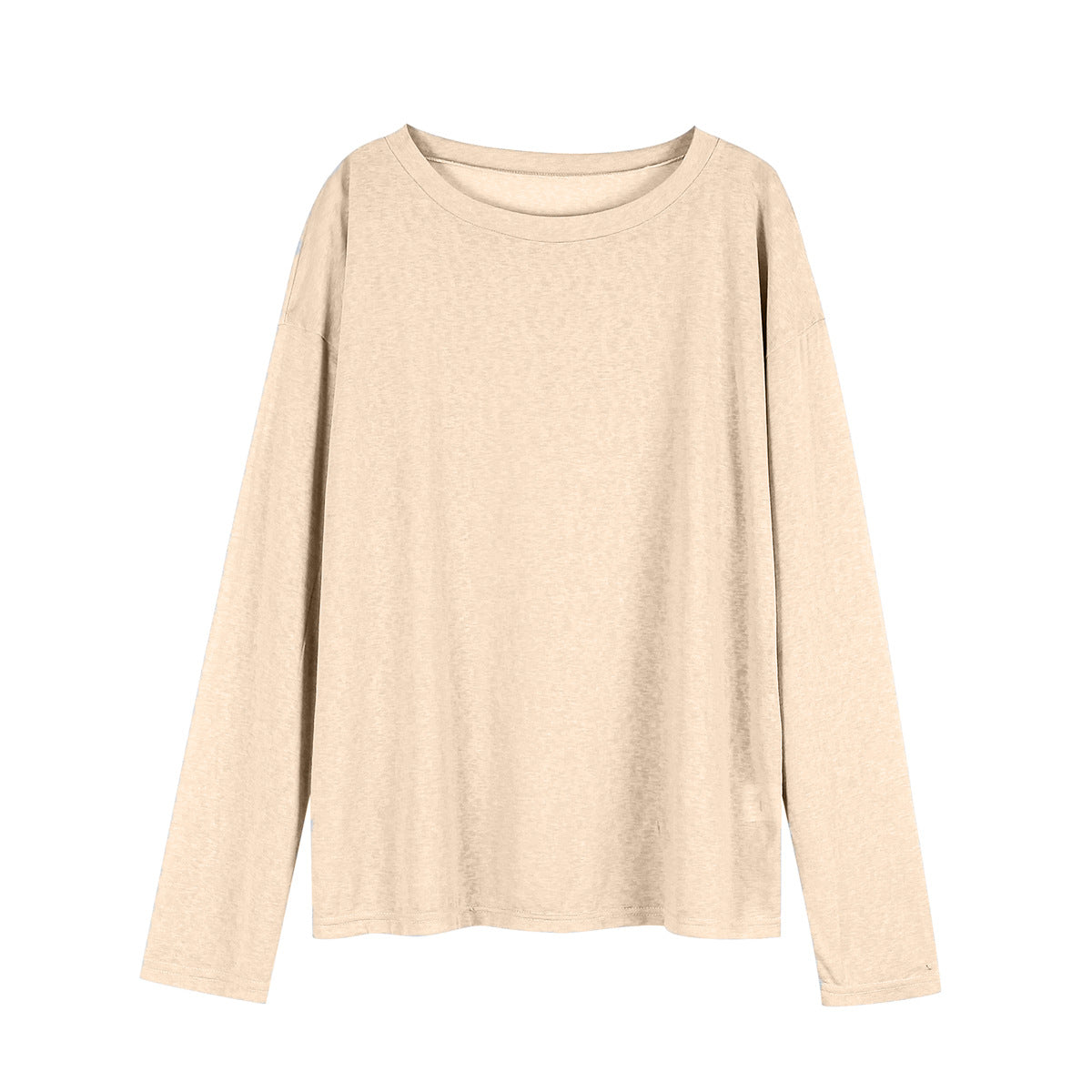 Women's Sheer Slub Long Sleeve Crew Neck Loose Fit Tee