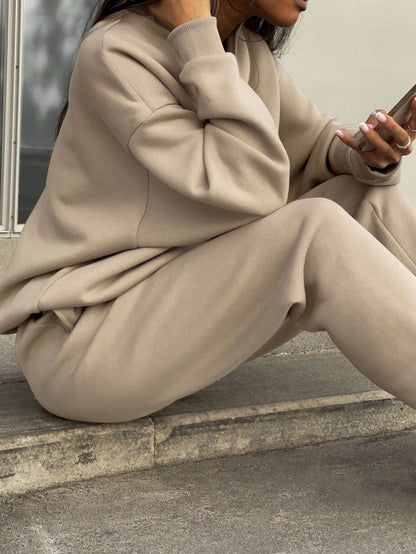 Women's Old Money Half Zip Sweatshirt Jogger Set