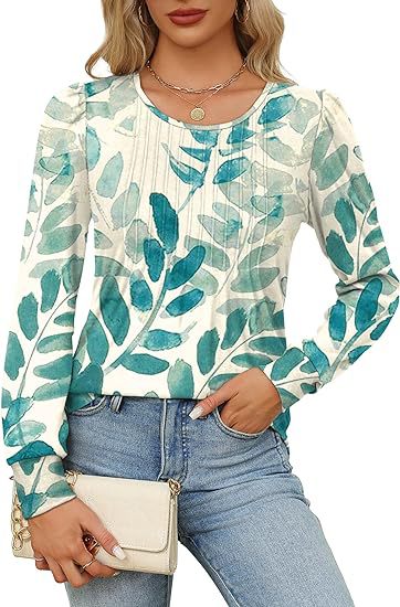 Solid Cotton Pintuck Blouse Long Sleeve Work Top
