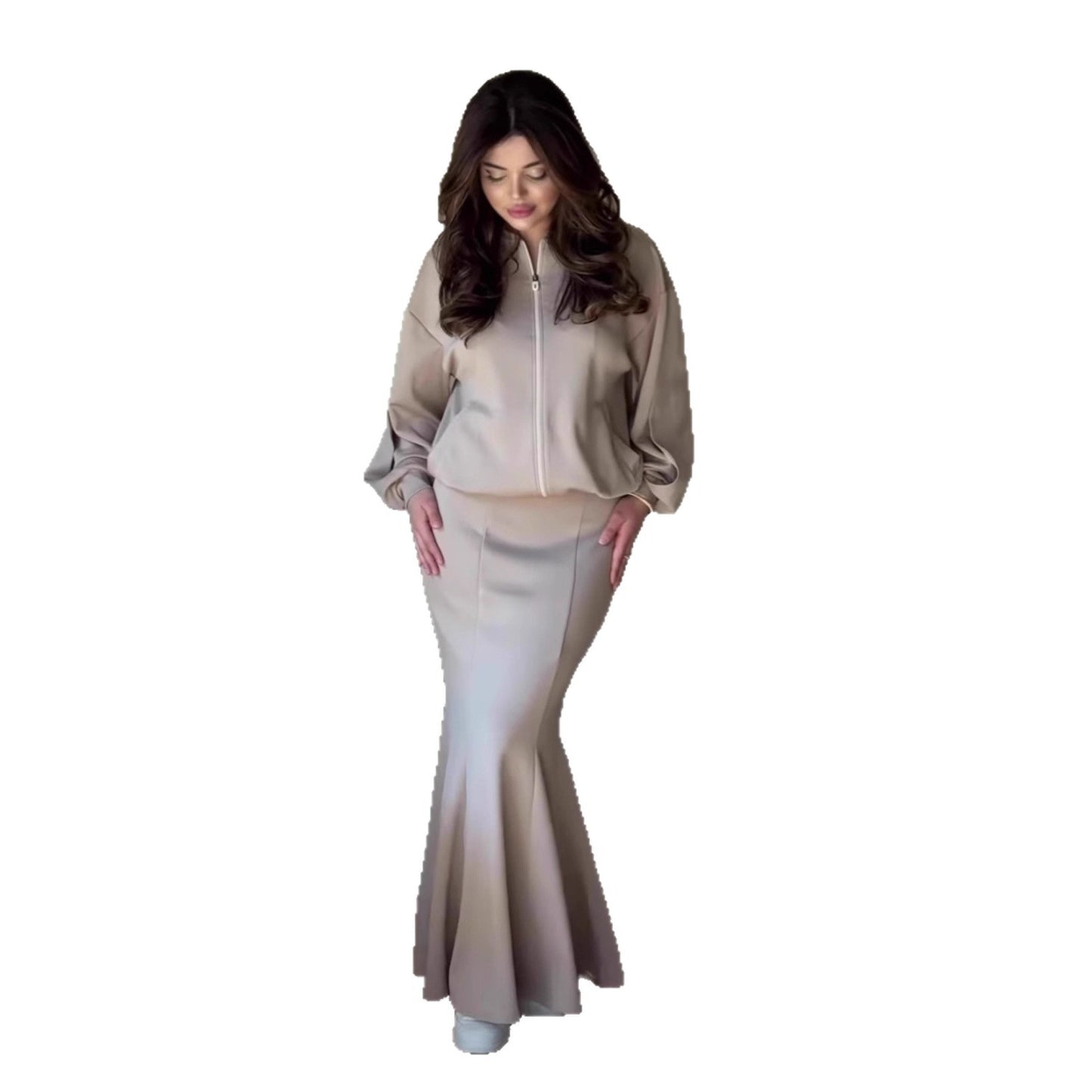 Elegant Two Piece Jacket Maxi Skirt Set