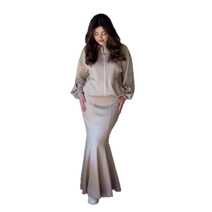 Elegant Two Piece Jacket Maxi Skirt Set