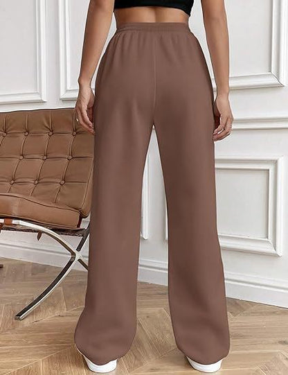 High Waist Cotton Wide Leg Drawstring Pants