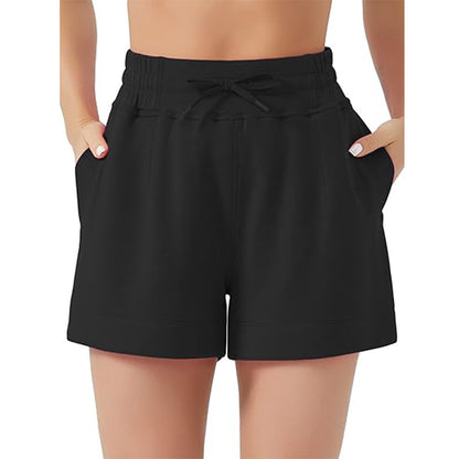 Women's High-Waisted Drawstring Sweat Shorts – Casual Lounge Shorts