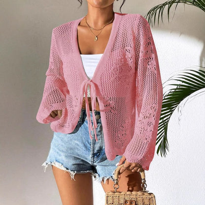 Women Crochet Knit Cardigan Boho Hollow Out Beach Cover Up