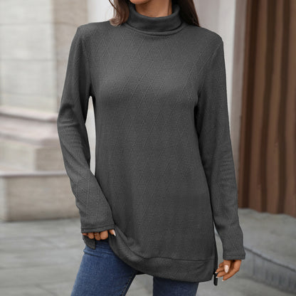 Women's Oversized Turtleneck Long Sleeve Tunic Side Slit