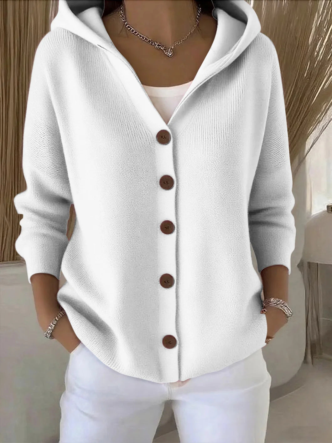 Women's Hooded Button Down Knit Cardigan Sweater
