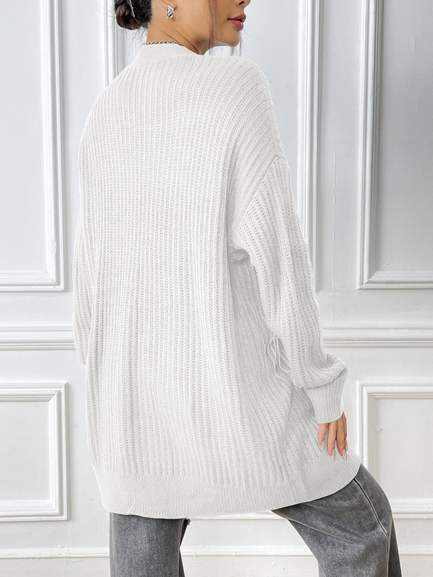 Autumn and Winter Women's Long-sleeved Double-pocket Casual Cardigan Jacket