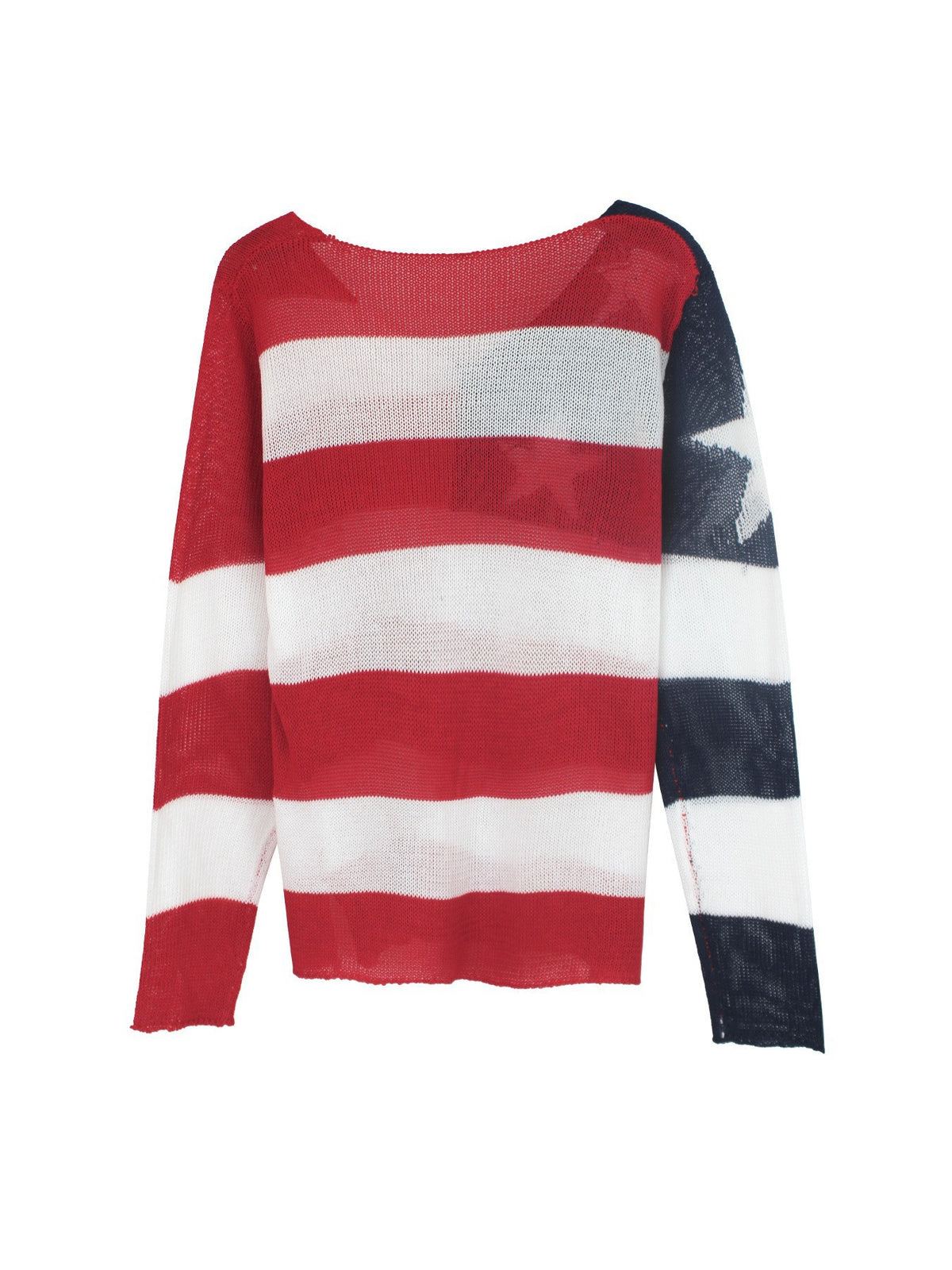 American Flag V-Neck Sweater Women Patriotic Knit Top