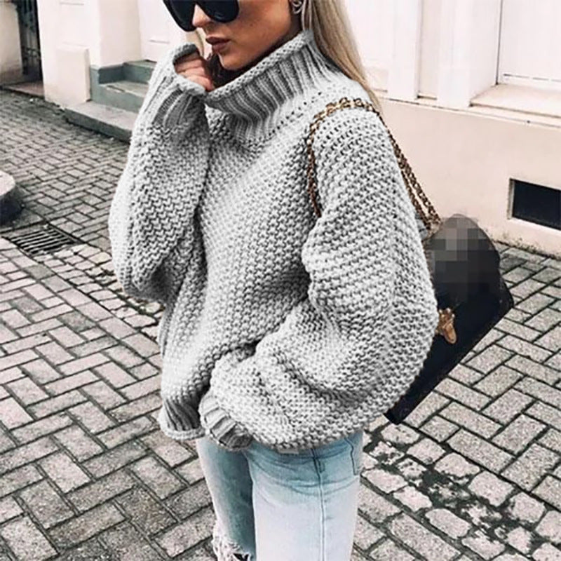 Women's Chunky Oversized Turtleneck Batwing Sweater