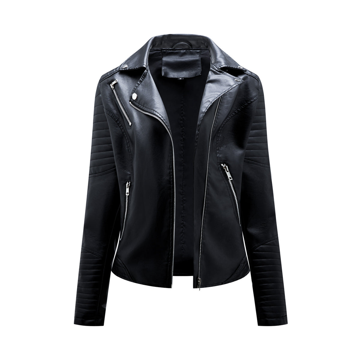 Women's Faux Leather Moto Jacket Asymmetrical Zip