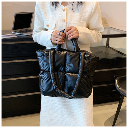 Light Down Cotton Padded Shoulder Padding Tote Bag