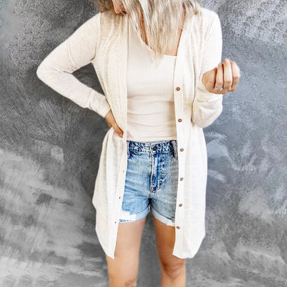 Women's Lightweight Long Sleeve Button Down Solid Cardigan