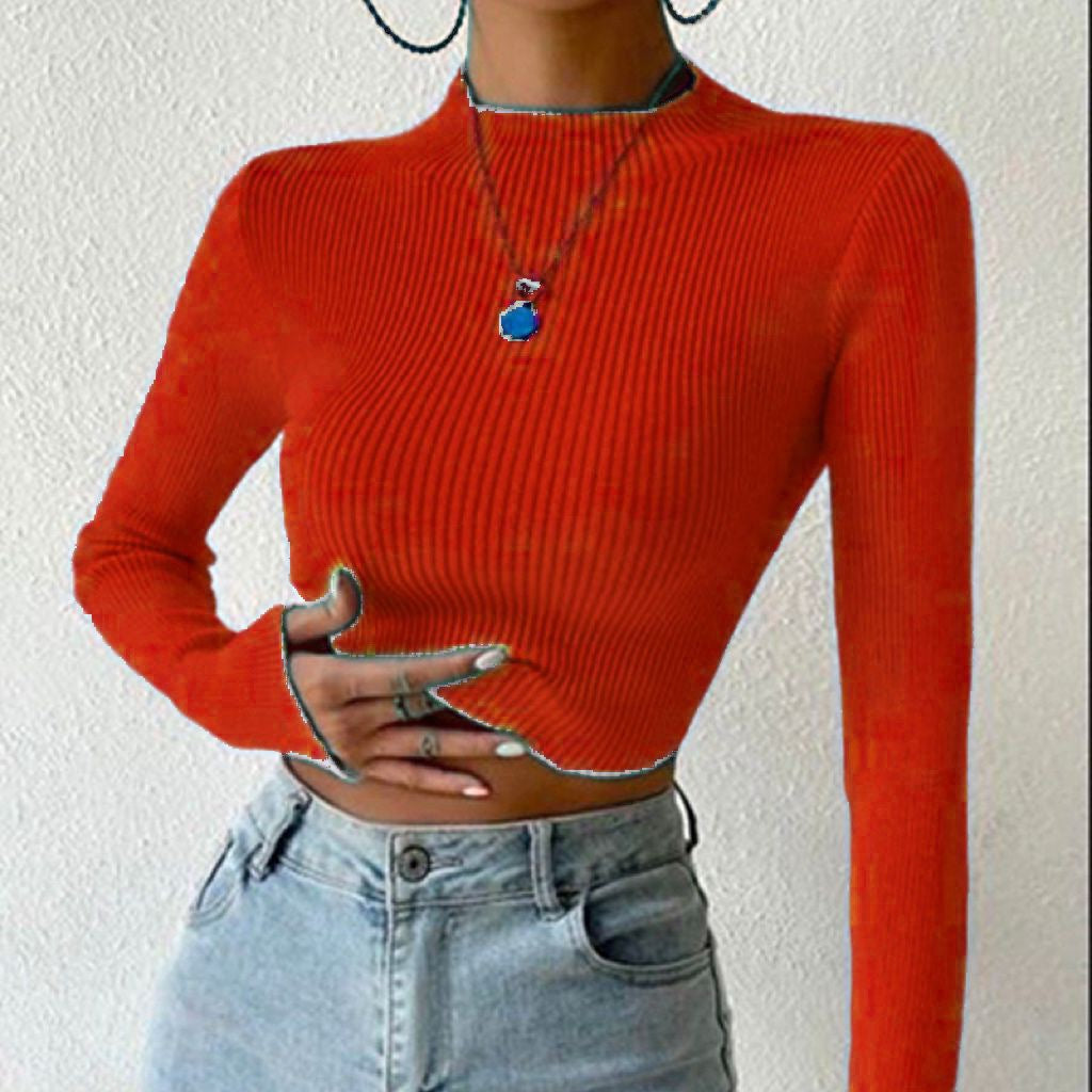 Women's Ribbed Mock Neck Long Sleeve Knit Top