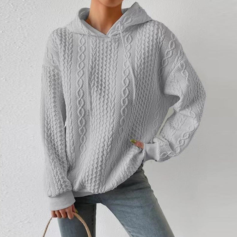 Women's Oversized Cable Knit Hoodie Sweater