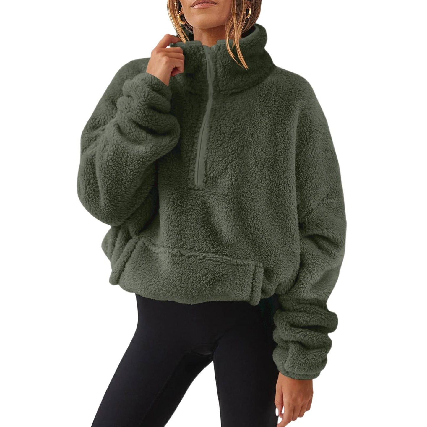 Women's Sherpa Half Zip Fleece Pullover Sweatshirt