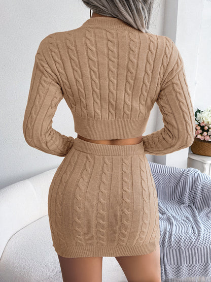 Cable Knit Sweater Set | Crop Top and Bodycon Skirt