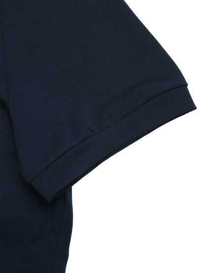 Navy Tee Striped Scarf Set Casual Short Sleeve Top