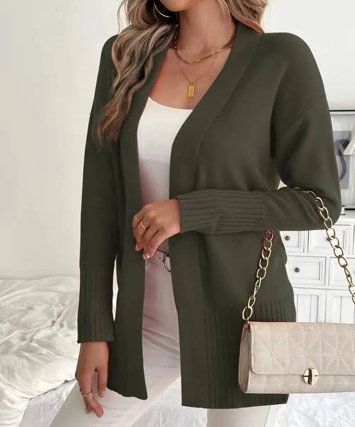 Plus Size Oversized Chunky Cardigan Open Front Pockets