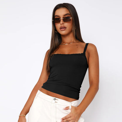 Lace Trim Cami Top Slim Fit Basic Tank