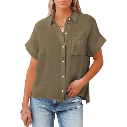 Cotton Linen Short-Sleeve Casual Shirt