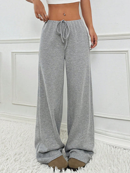 Women's Striped Drawstring Baggy Wide Leg Pants