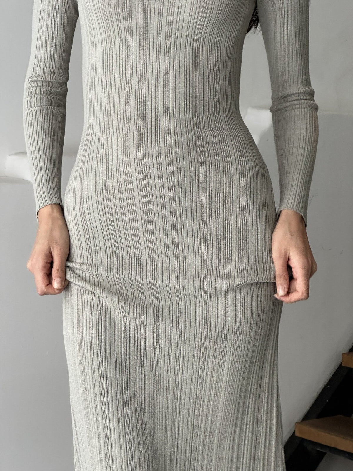 Women's Ribbed Knit Long Sleeve Bodycon Maxi Dress