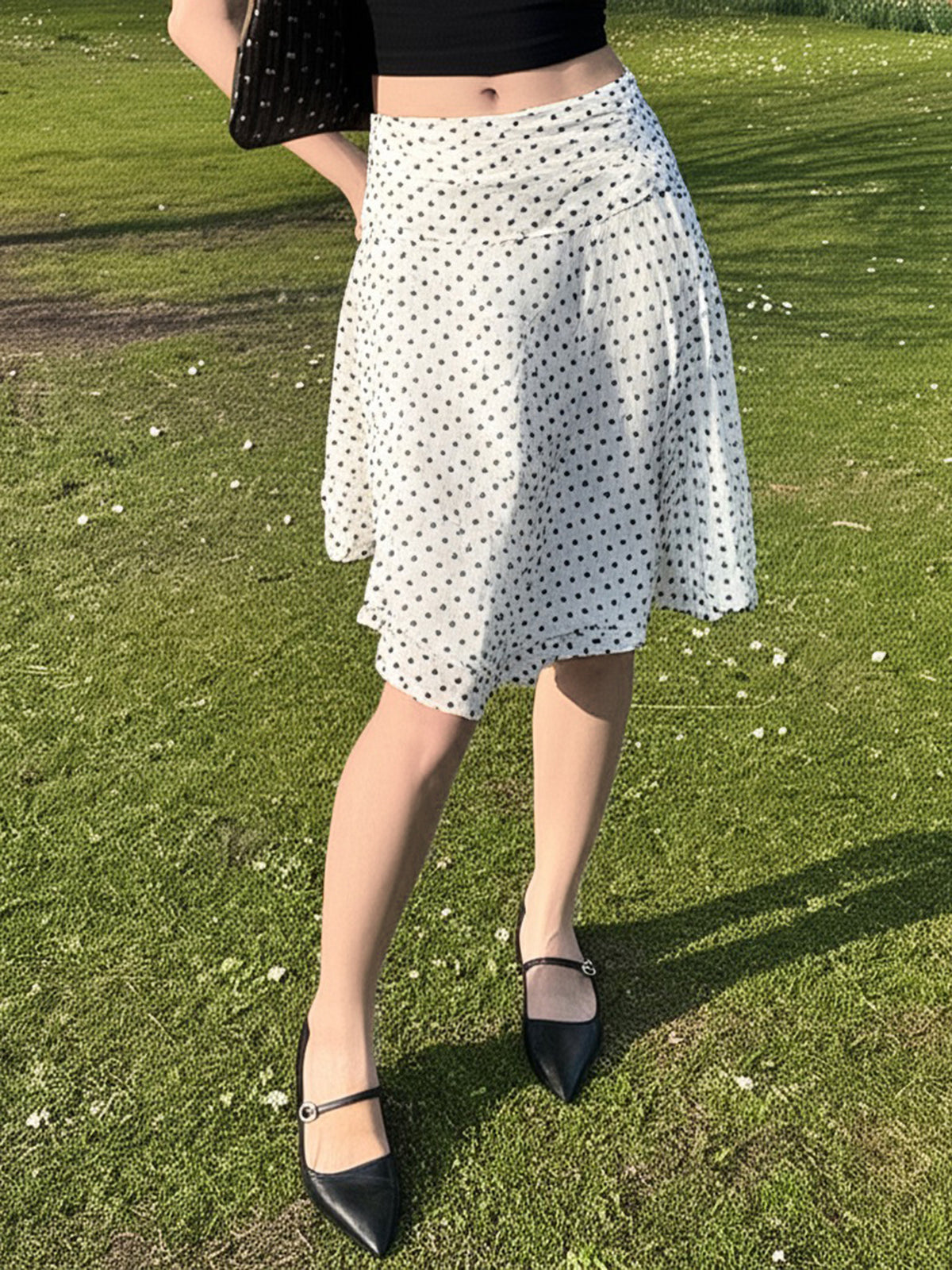 Y2K Low Rise Polka Dot Ruffle A-Line Mini Skirt