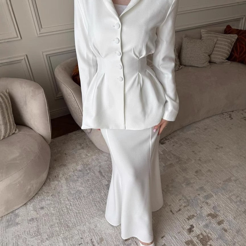Women's 2 Piece Blazer Maxi Skirt Set Workwear