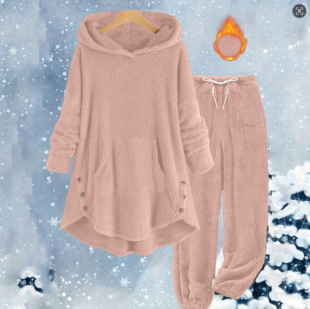 Women's Sherpa Fleece Hoodie Jogger Lounge Set