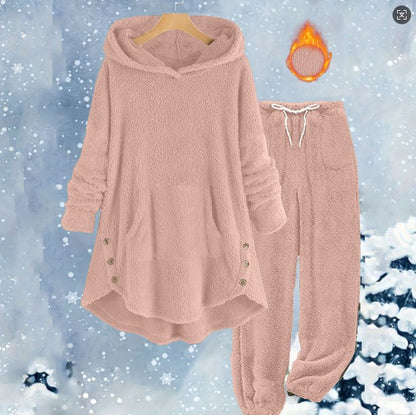 Women's Sherpa Fleece Hoodie Jogger Lounge Set