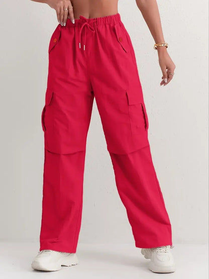 Women's High Waisted Cargo Pants Wide Leg Quick Dry Pockets