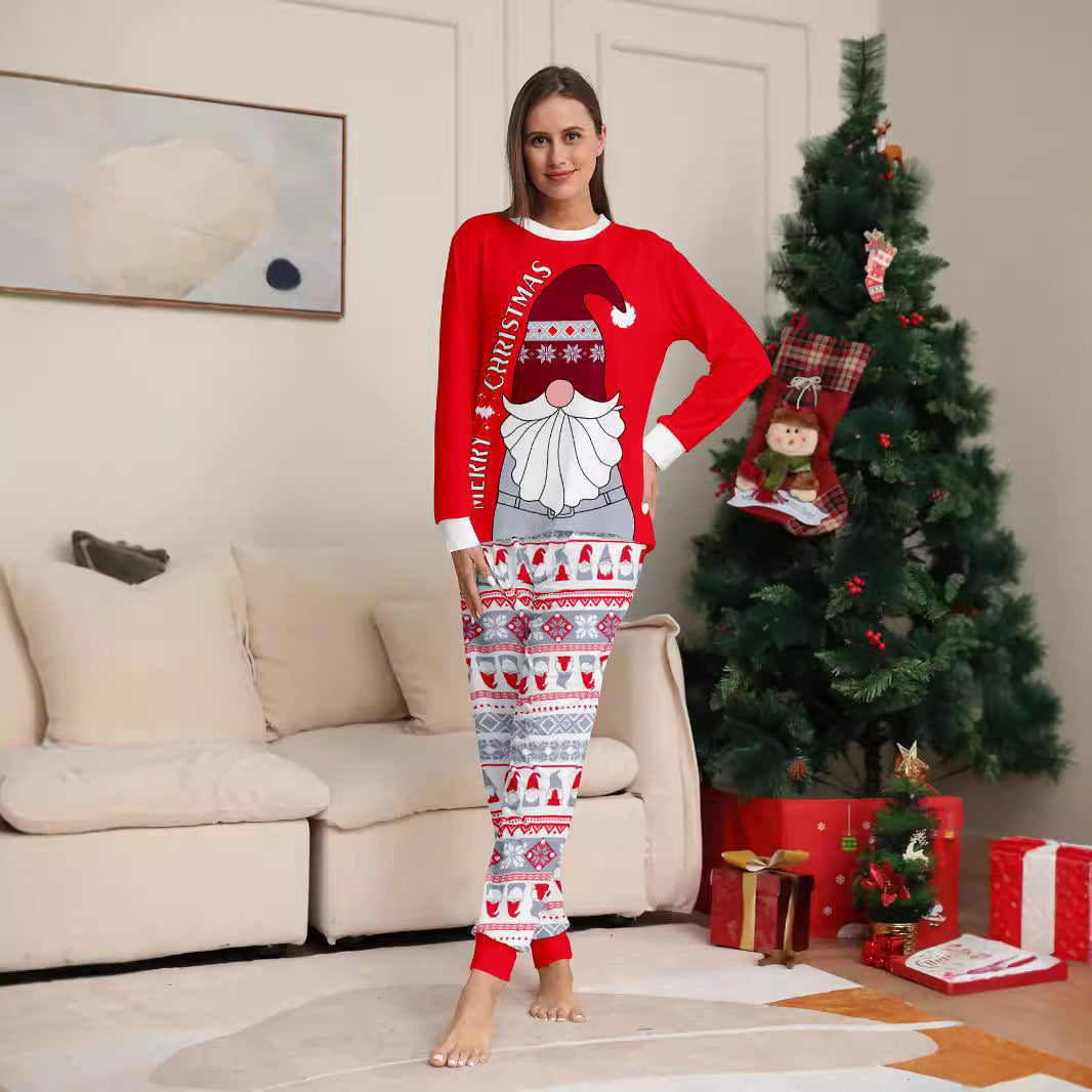 Santa Claus Snowflake Alphabet Christmas Parent-Child Dress Printed Christmas Pajamas