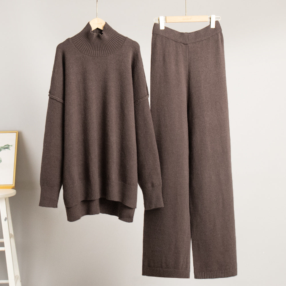 Women's Turtleneck Knit Sweater Set with Pants