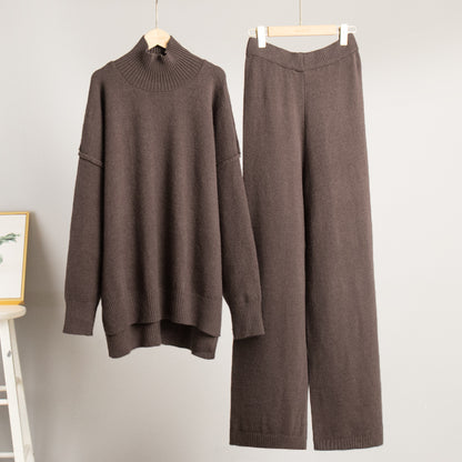 Women's Turtleneck Knit Sweater Set with Pants