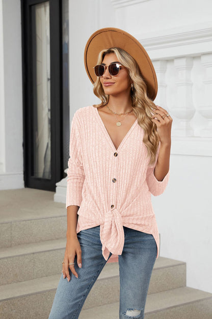 Soft Ribbed Button-Down Knit Cardigan for Fall & Winter