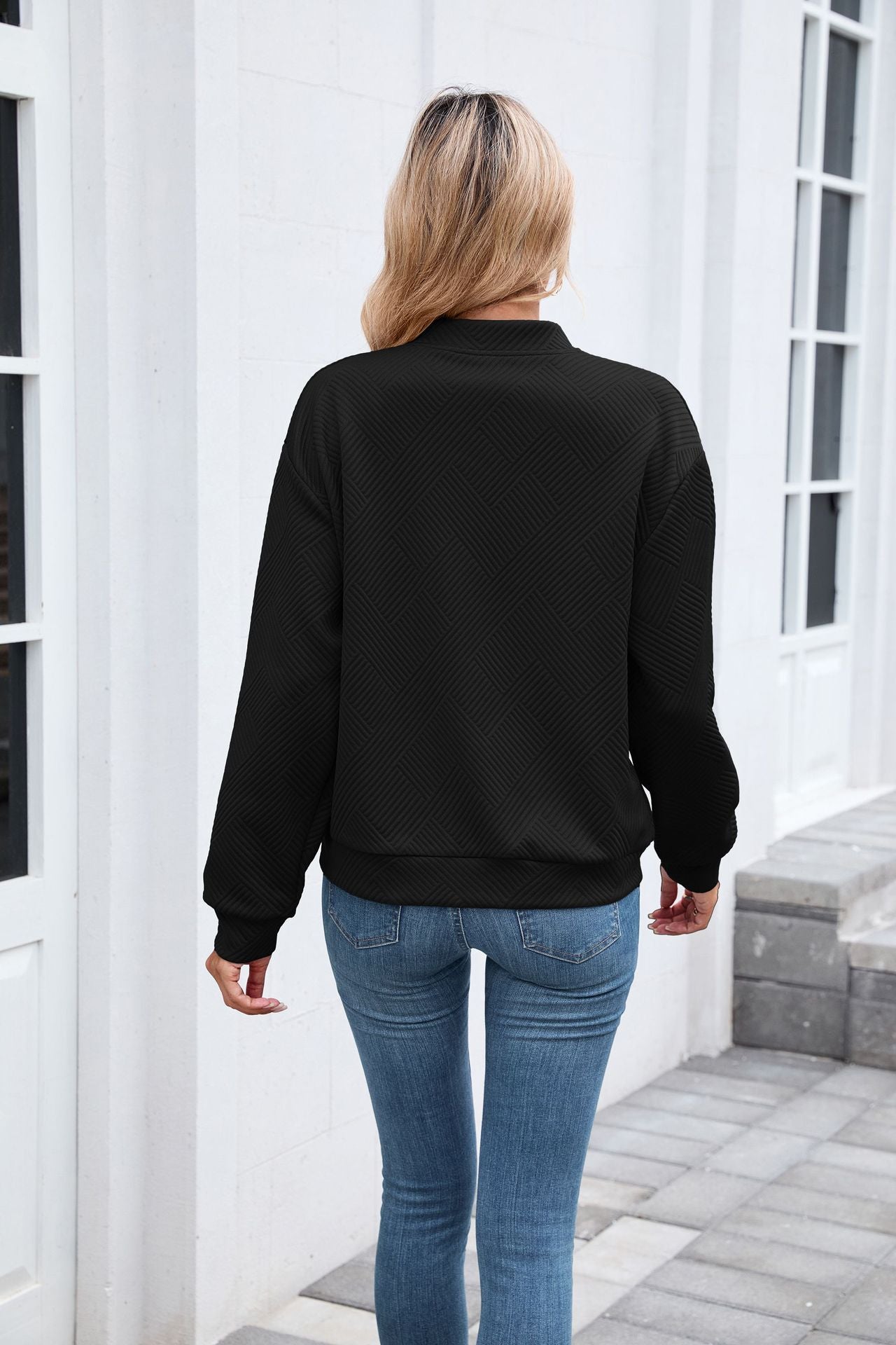 Women's Casual Zip Up Sweatshirt Jacket Long Sleeve Quilted