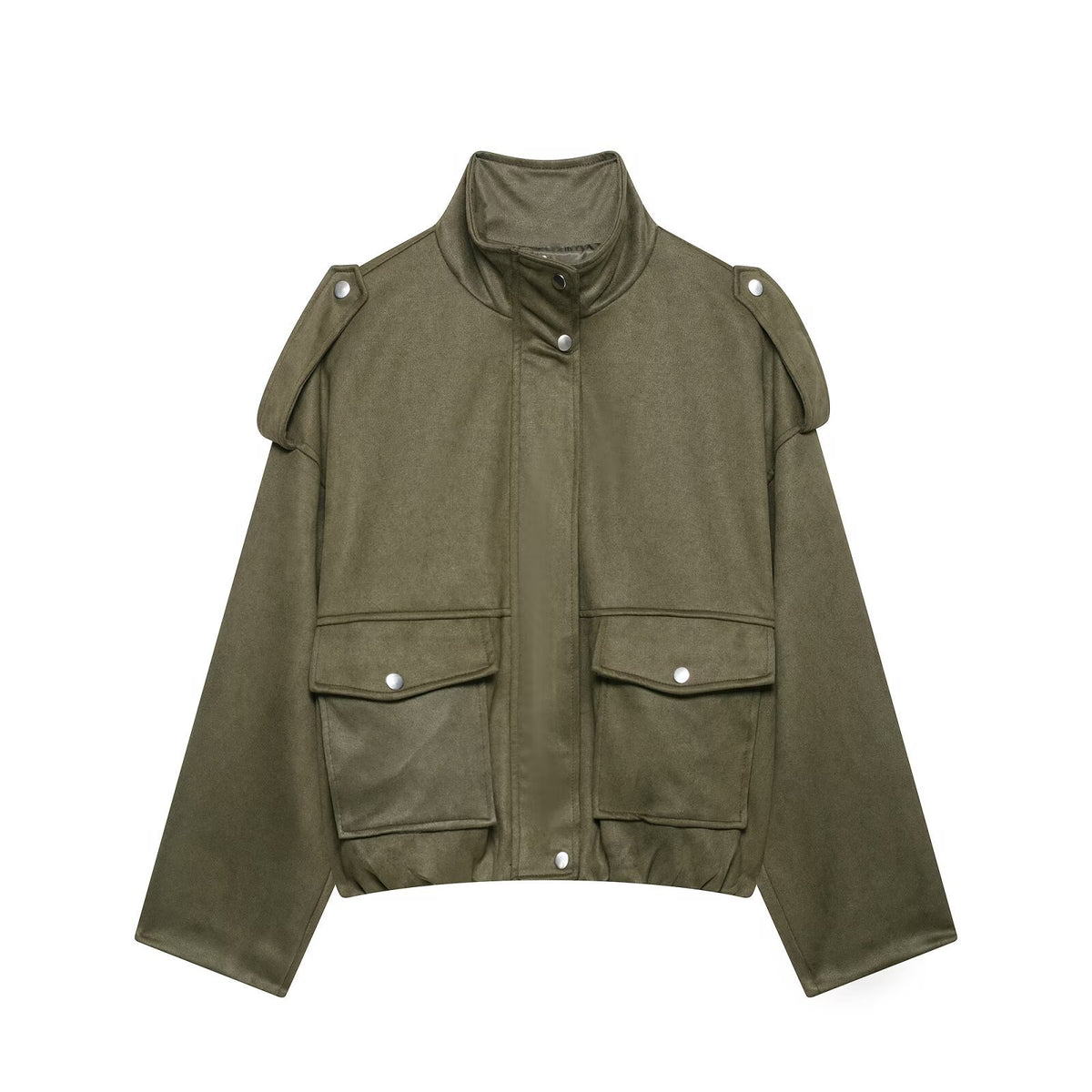 Women's Oversized Faux Suede Bomber Jacket Vintage