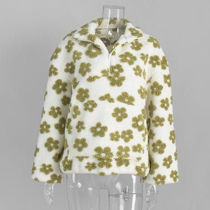Women's Floral Fleece Quarter Zip Pullover