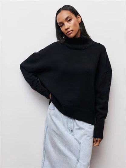 Women's Oversized Mock Neck Sweater Casual Fall Winter