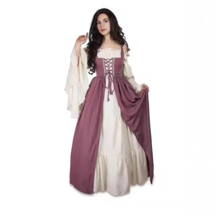 Renaissance Medieval Corset Dress Women Halloween Costume