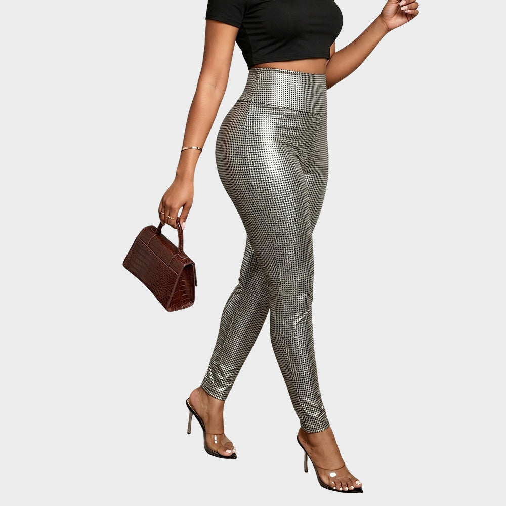 Plus Size Metallic Snakeskin High Waist Leggings