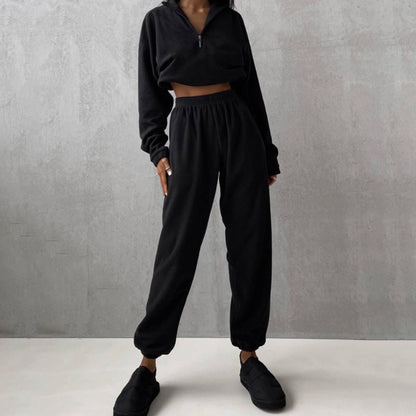 Women's Oversized Fleece Half Zip Hoodie Jogger Set