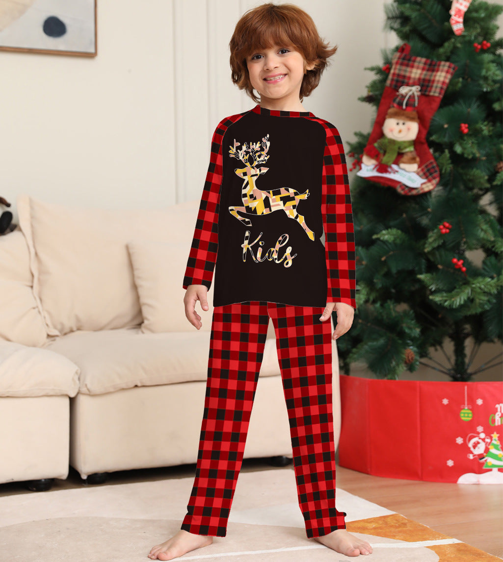 Deer Alphabet Christmas Parent-Child Package Printed Christmas Pajama Set