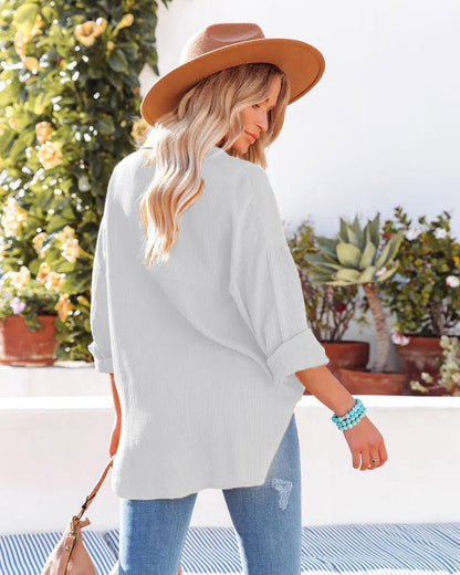 Women's Oversized Batwing Sleeve Button Down Shirt