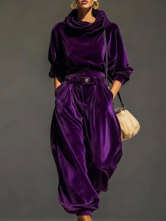 Womens Velvet Lounge Jogger Pants Set