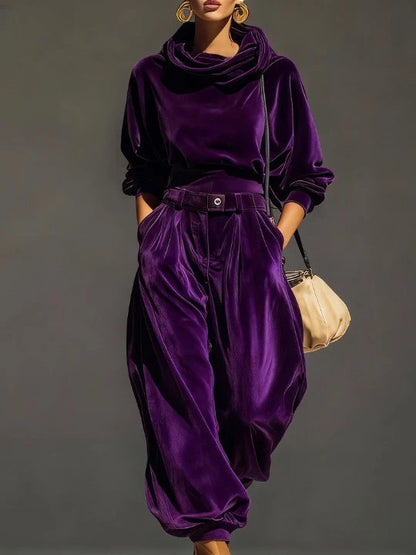 Womens Velvet Lounge Jogger Pants Set